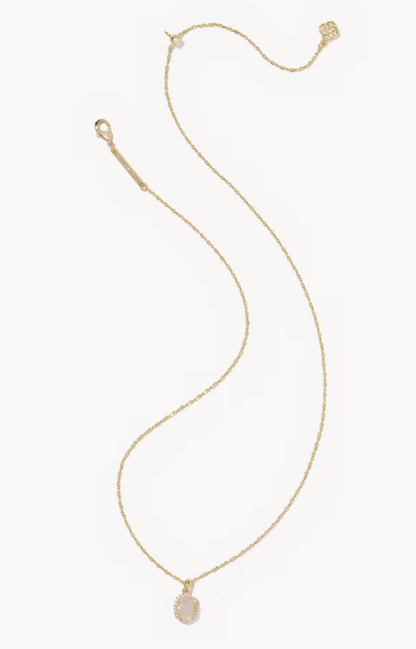 Daphne Gold Crystal Frame Short Pendant Necklace in Iridescent Drusy