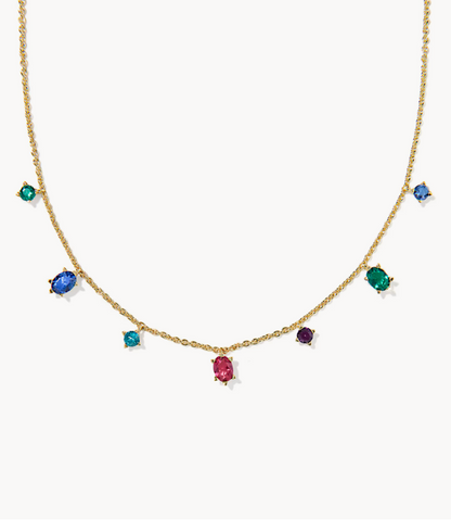 Cailin Gold Delicate Strand Necklace in Multi Mix