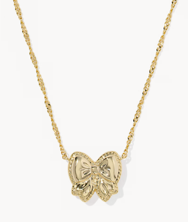 Haley Bow Gold Short Pendant Necklace in Rose Violet Mother-of-Pearl