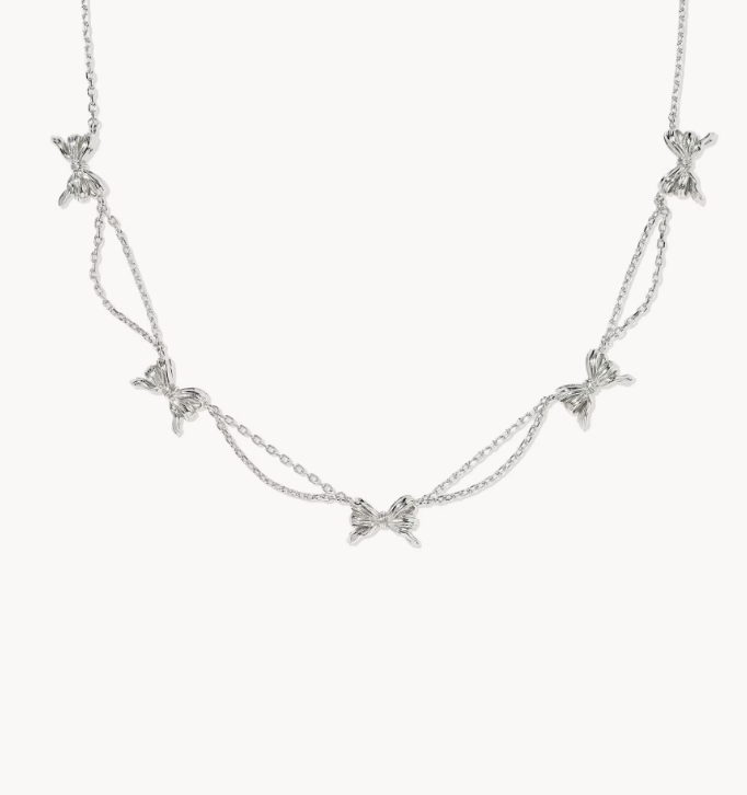 Bow Silver Strand Necklace