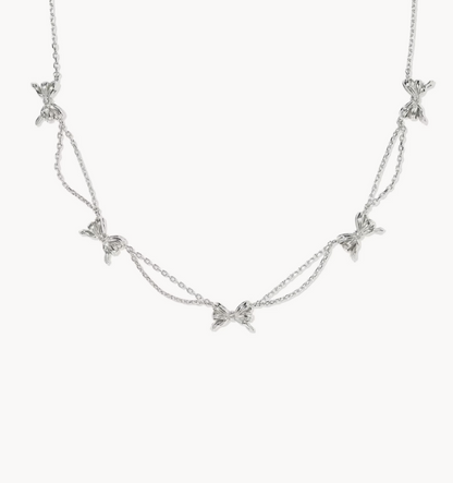 Bow Silver Strand Necklace