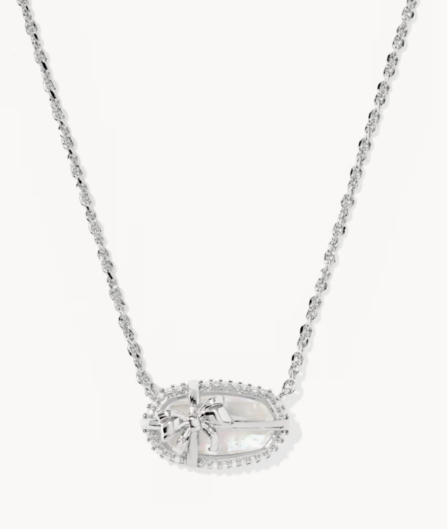 Elisa Bow Silver Short Pendant Necklace