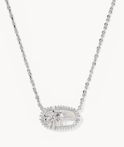 Elisa Bow Silver Short Pendant Necklace