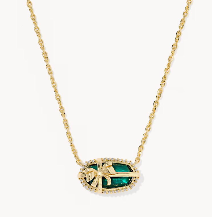 Elisa Bow Gold Short Pendant Necklace in  Pine Illusion