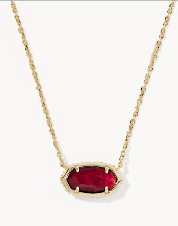 Elisa Bow Gold Short Pendant Necklace in Dark Burgundy Illusion