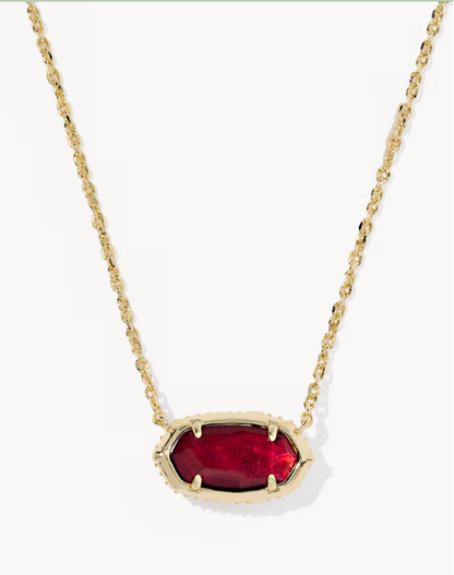 Elisa Bow Gold Short Pendant Necklace in Dark Burgundy Illusion