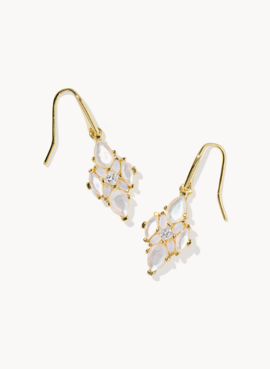 Abbie Gold Crystal Drop Earrings in Neutral Mix