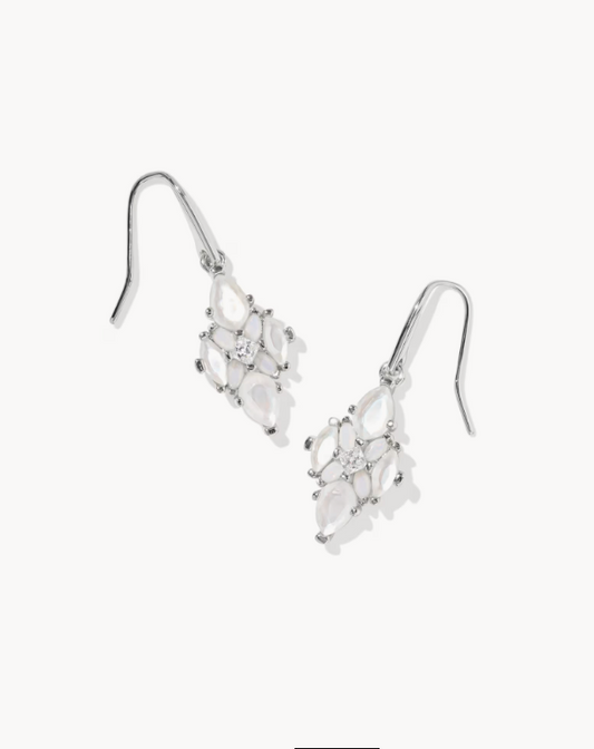 Abbie Silver Crystal Drop Earrings in Neutral Mix