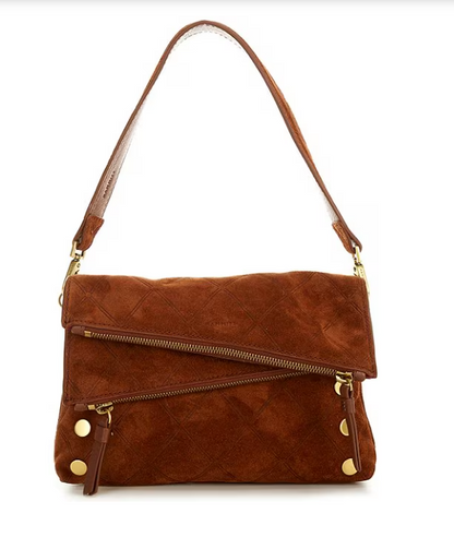 Dillon Small Chocolate Diamond Suede Crossbody Bag