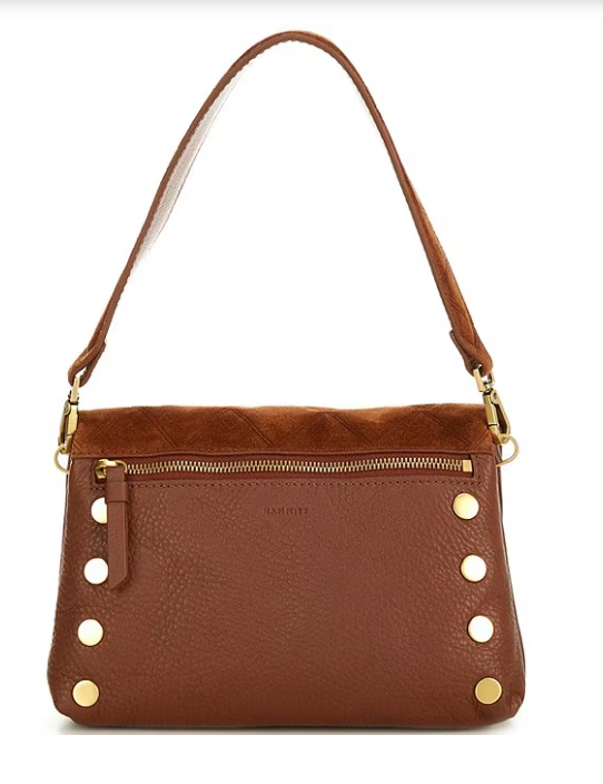 Dillon Small Chocolate Diamond Suede Crossbody Bag