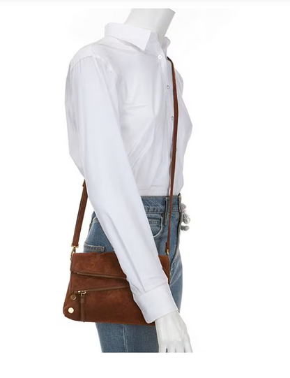 Dillon Small Chocolate Diamond Suede Crossbody Bag