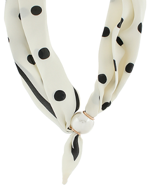 Accented Pearl White Scarf Necklace