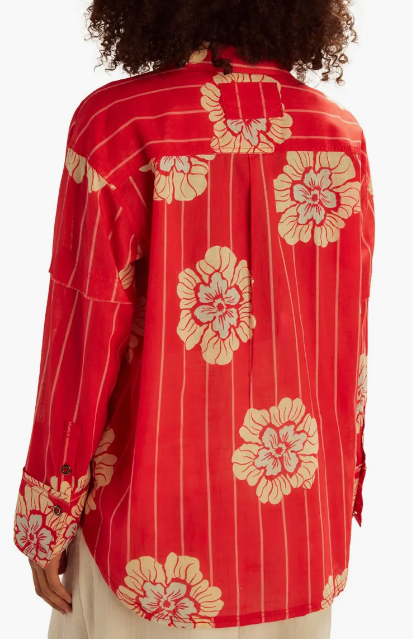 Hidden Flower Cherry Combo Button-Up Shirt