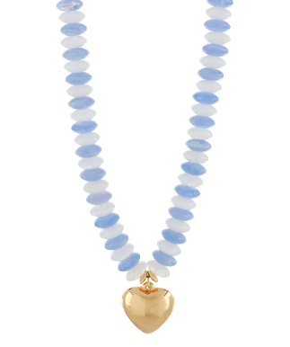Beaded Heart Blue Necklace