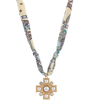 Geometric Cross Scarf Necklace