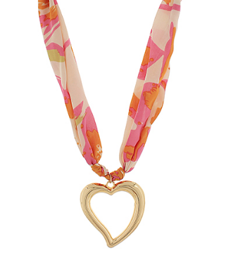 Open Heart Scarf Necklace