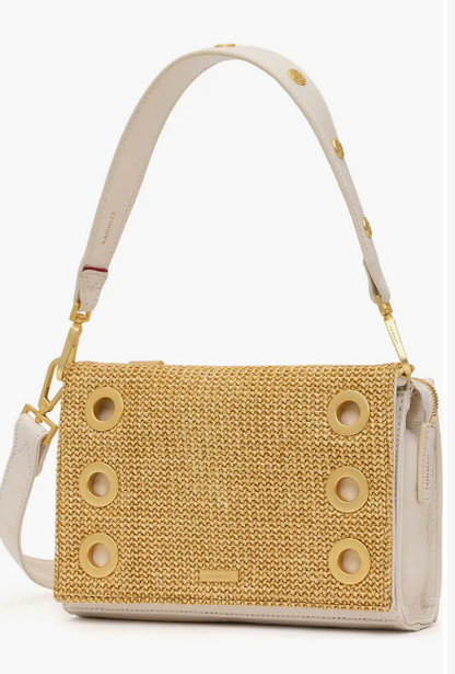Montana Small Calla Lily White Raffia/Brushed Gold Handbag