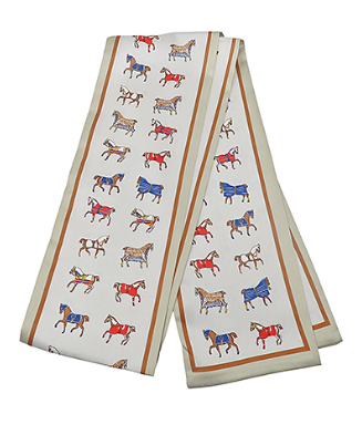 Multi Horse Beige Satin Scarf