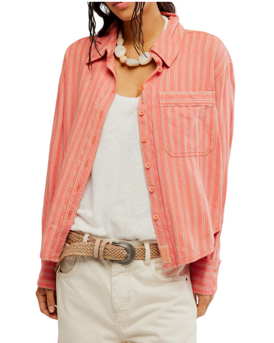 Striped Linen Laurel Cinnamon Combo Top