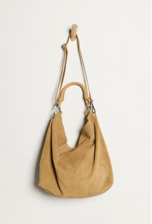 Suzie Suede Harvest Gold Slouchy Tote Bag