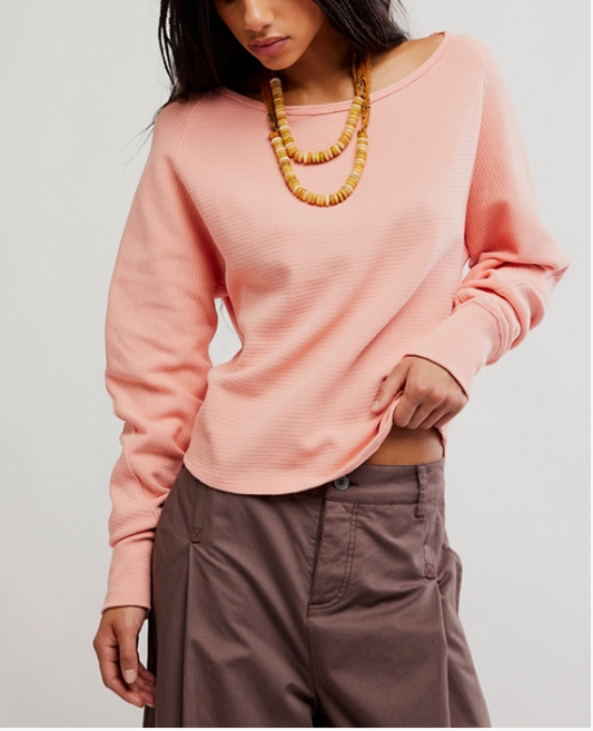 Jess Long Sleeve Coral Kiss Top