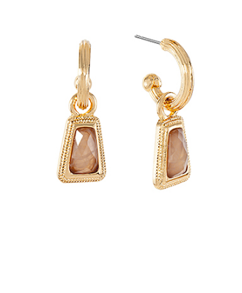 Trapezoid Stone Brown Dangle Earrings