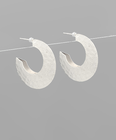 Worth Repeating Matte Silver Hoops