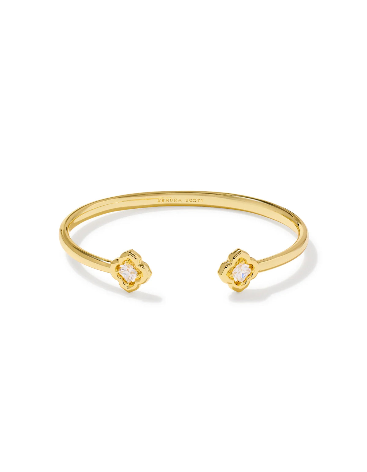 Mallory Gold Cuff Bracelet in White Crystal