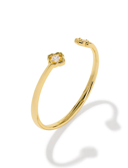 Mallory Gold Cuff Bracelet in White Crystal