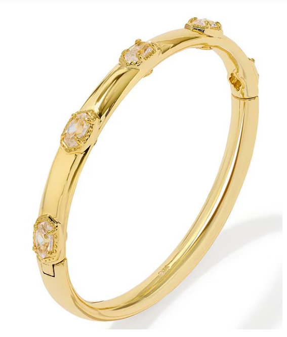 Mini Elisa Luxe Bangle Bracelet in White Crystal