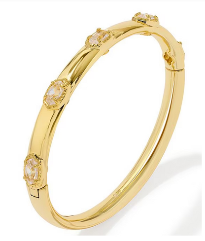 Mini Elisa Luxe Bangle Bracelet in White Crystal