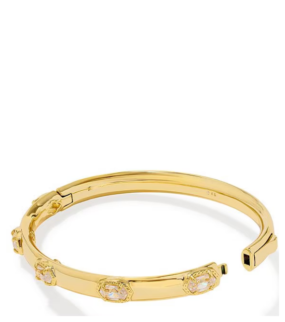 Mini Elisa Luxe Bangle Bracelet in White Crystal