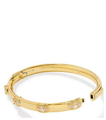 Mini Elisa Luxe Bangle Bracelet in White Crystal