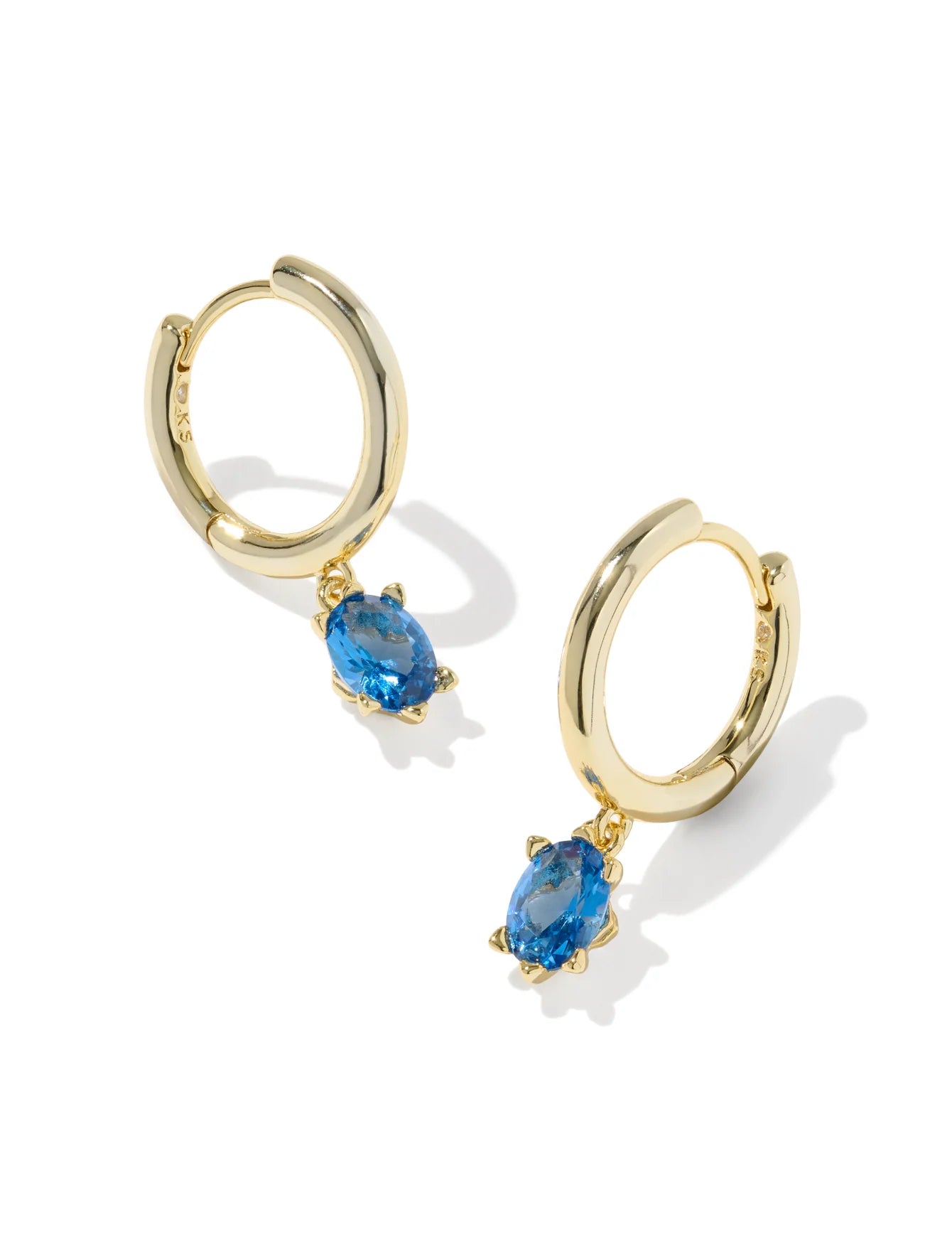 Cailin Single Stone Huggie Gold in Blue Crystal