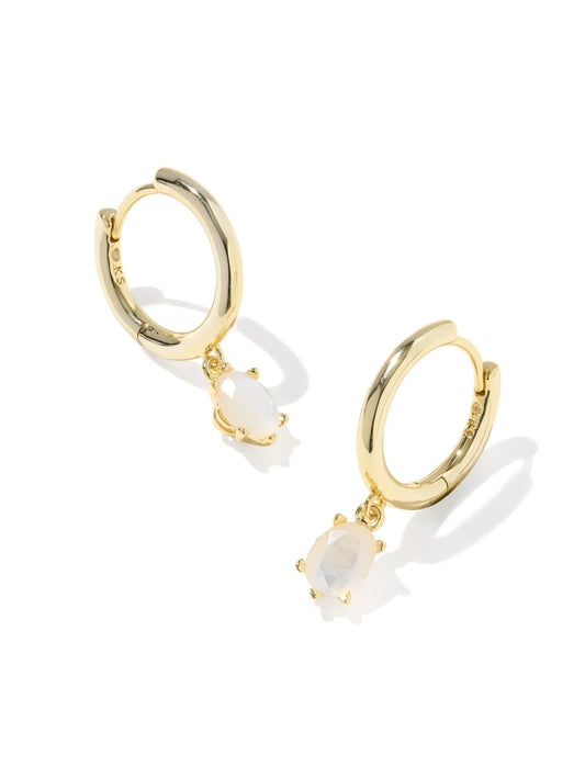 Cailin Single Stone Huggie Gold in Ivory Mother-of-Pearl