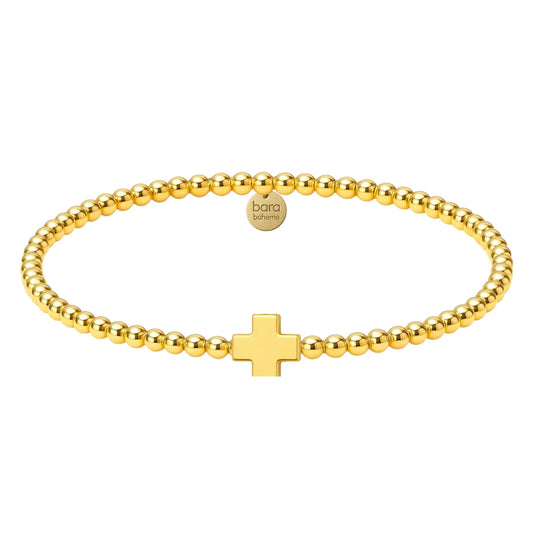 Cross Solid Plus 14K Gold Filled Beaded Bracelet