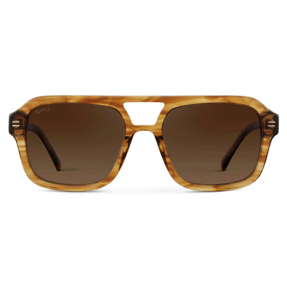 Sydney Crystal Brown Grain / Brown Gold Gradient Lens Polarized Sunglasses