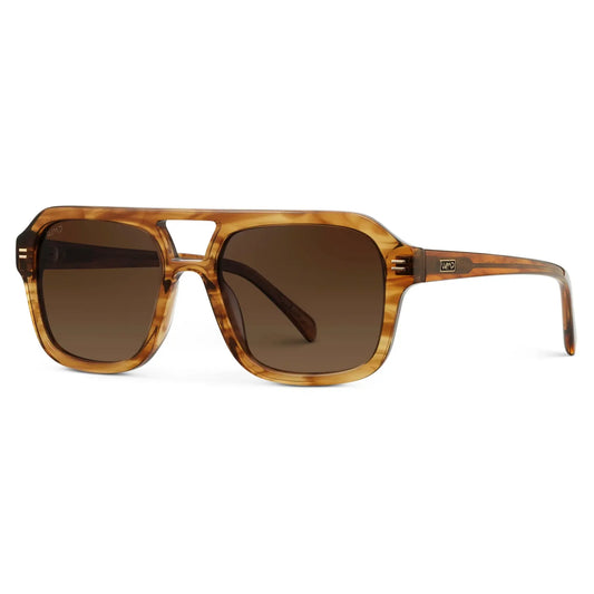 Sydney Crystal Brown Grain / Brown Gold Gradient Lens Polarized Sunglasses