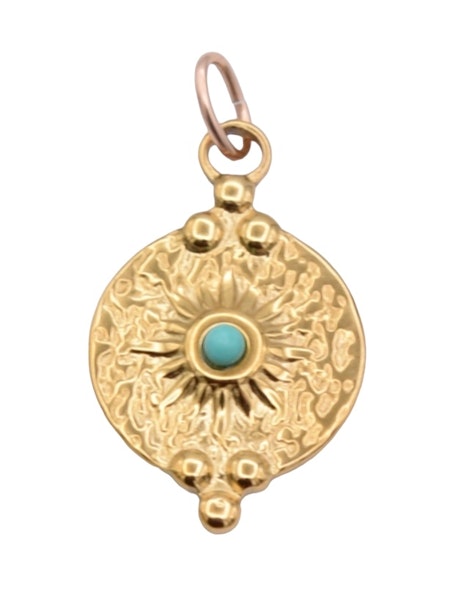 Vintage Turquoise Coin Charm