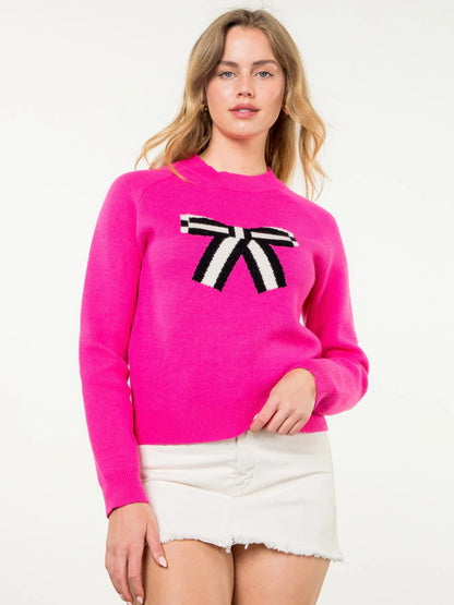 Peek A Bow Magenta Sweater