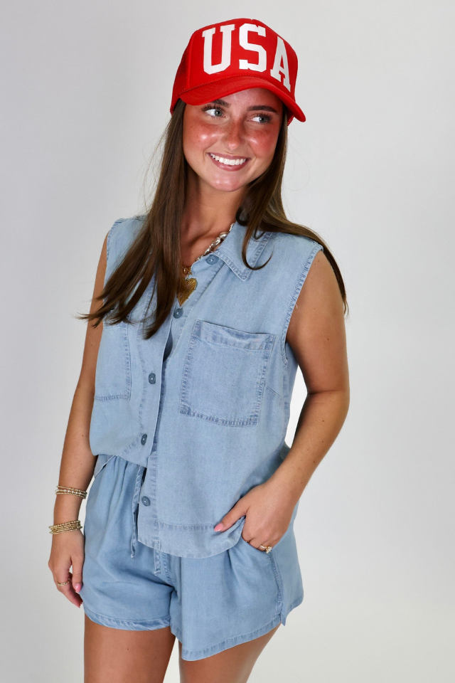 Ready to Go Light Blue Top