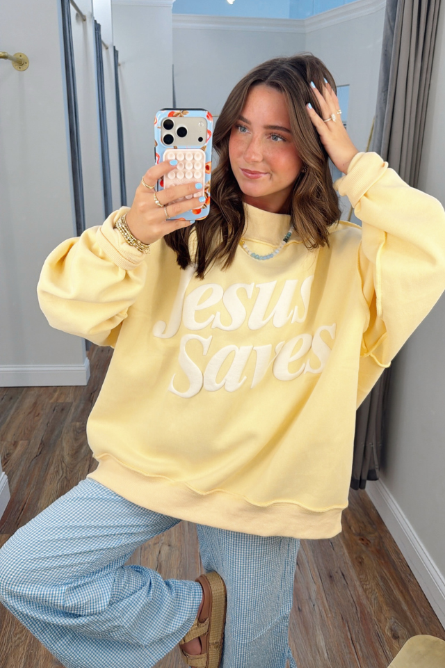 Jesus Saves Yellow Sweatshirt