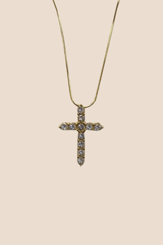 Emalee Crystal Cross Clear Necklace