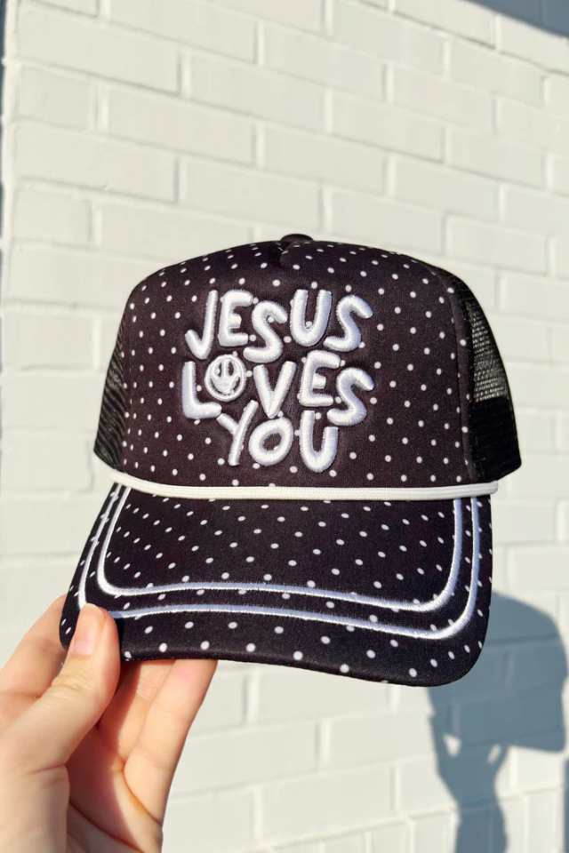 Polka Dot Jesus Loves You Smiley Cap