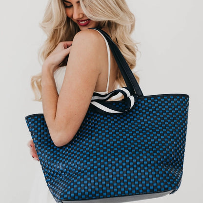 Tiffany Woven Navy Tote Bag