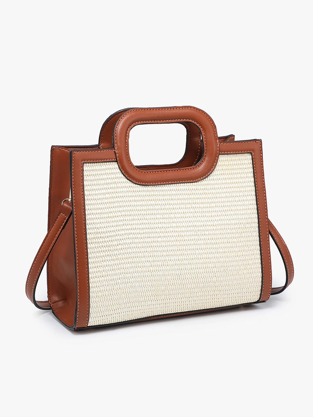 Aubrey Square Straw Brown Crossbody