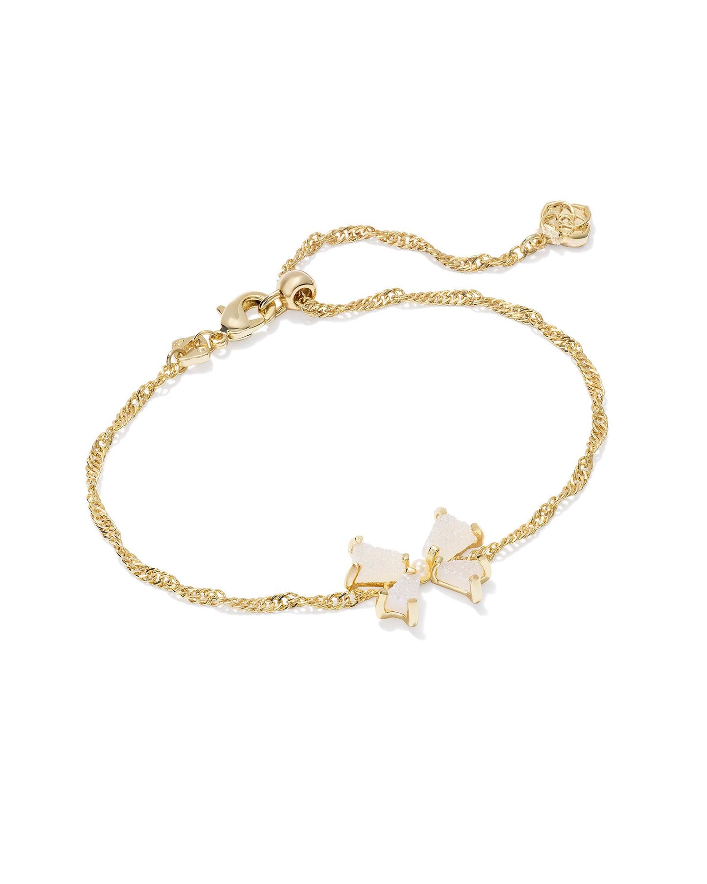 Blair Bow Gold Small Chain Bracelet in Iridescent Drusy