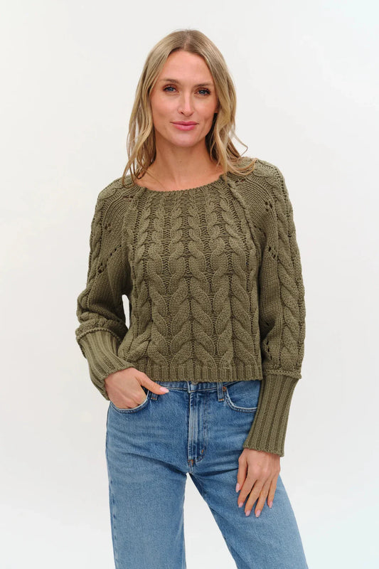 Alexa Olive Cable Sweater