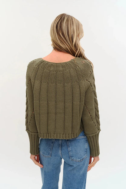 Alexa Olive Cable Sweater
