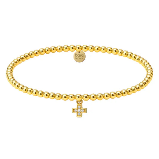 Hannah Cross Charm 14K Gold Filled Beaded Bracelet